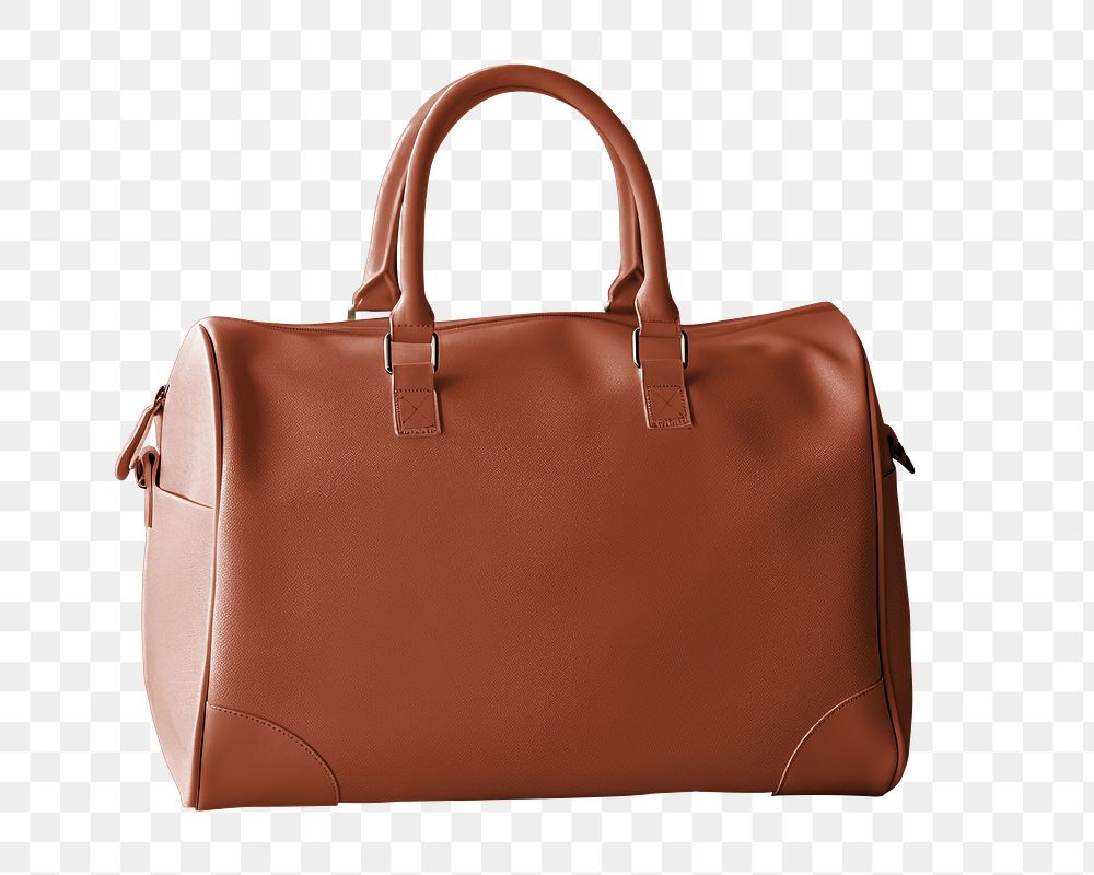 Traveling leather handbag png, transparent background