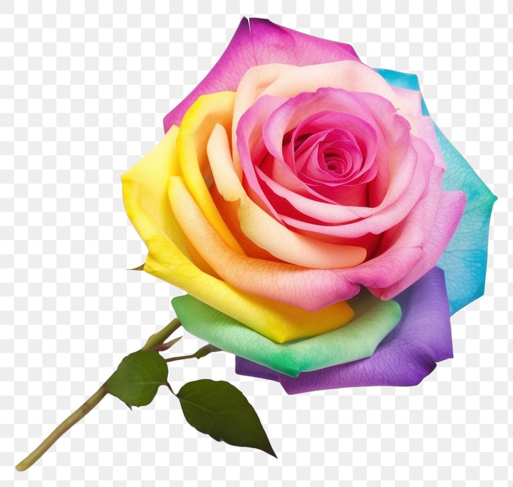 PNG Rainbow rose flower plant white background. AI generated Image by rawpixel.