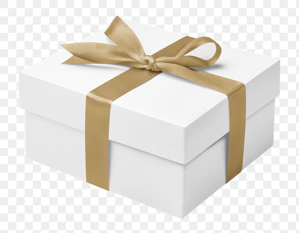 PNG white gift box, transparent background