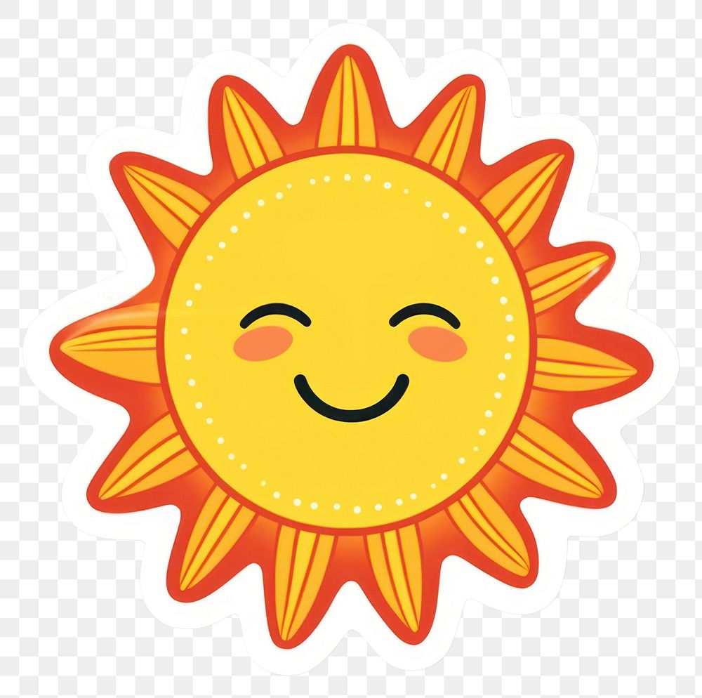 PNG  Smiling sun sticker art anthropomorphic. AI generated Image by rawpixel.