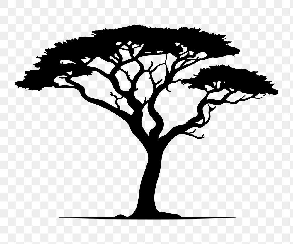 PNG  African tree silhouette drawing sketch.