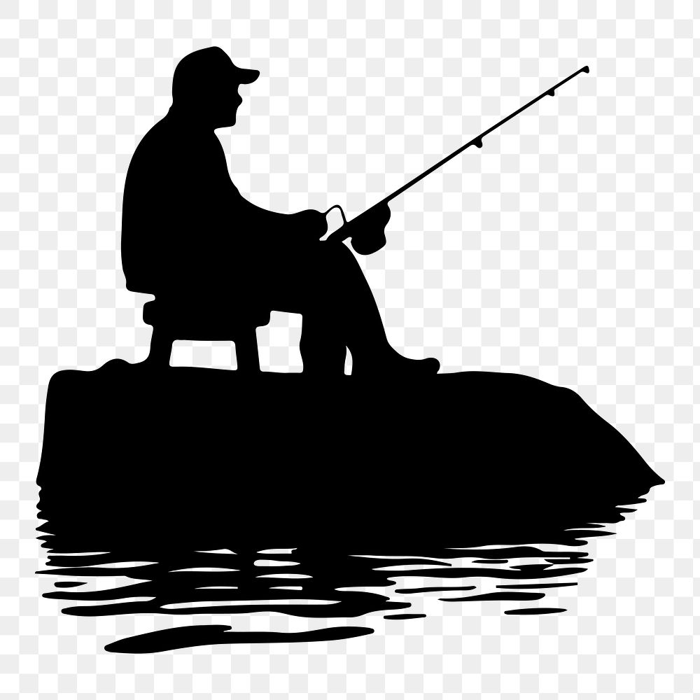 PNG  Person fishing silhouette recreation outdoors.