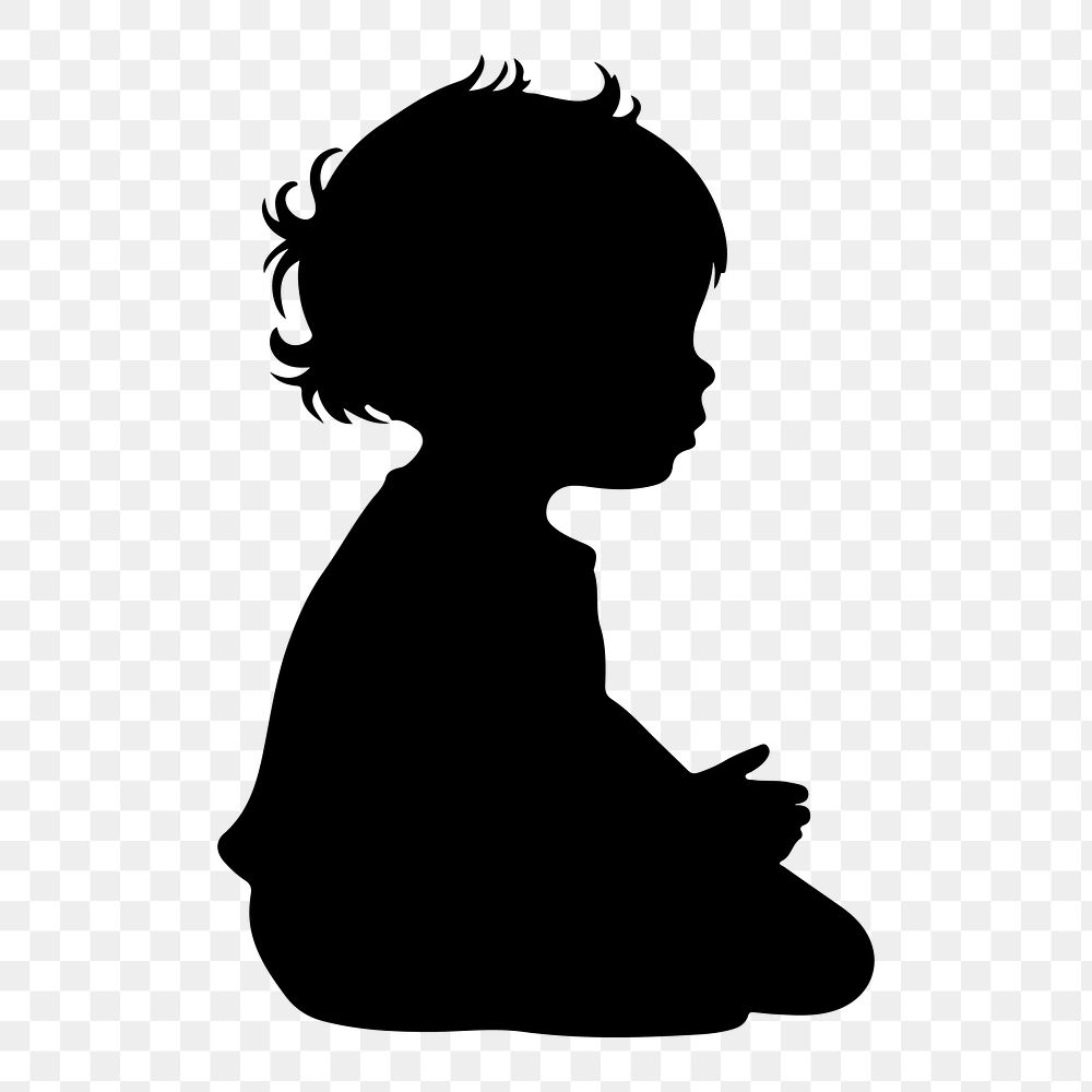 PNG  Baby silhouette white background contemplation.