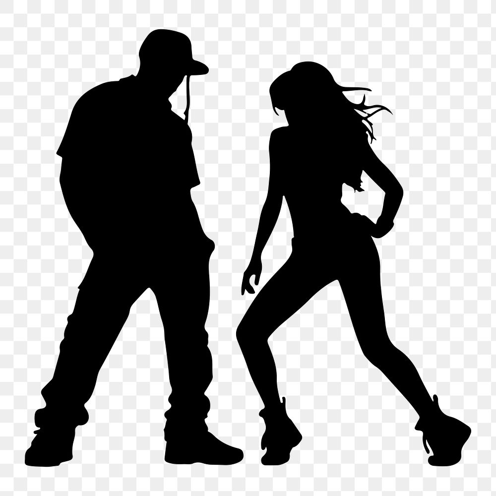 PNG  Hip hop dancers silhouette footwear adult.