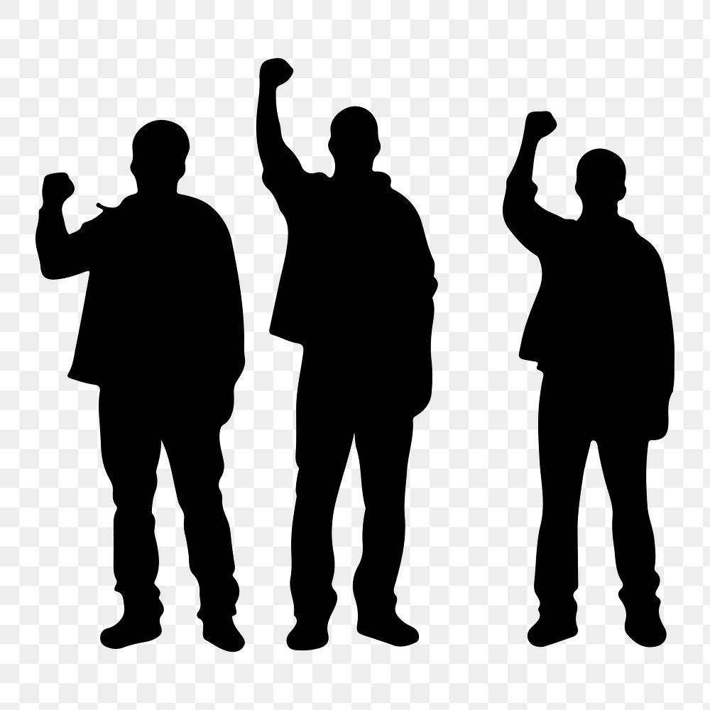PNG  Protesting people silhouette adult white background.