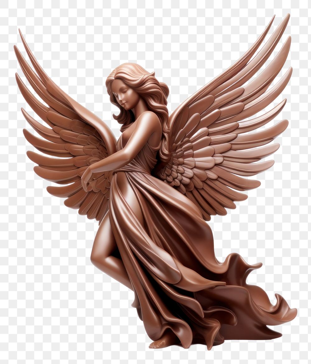 PNG Angel figurine bronze white background. AI generated Image by rawpixel.