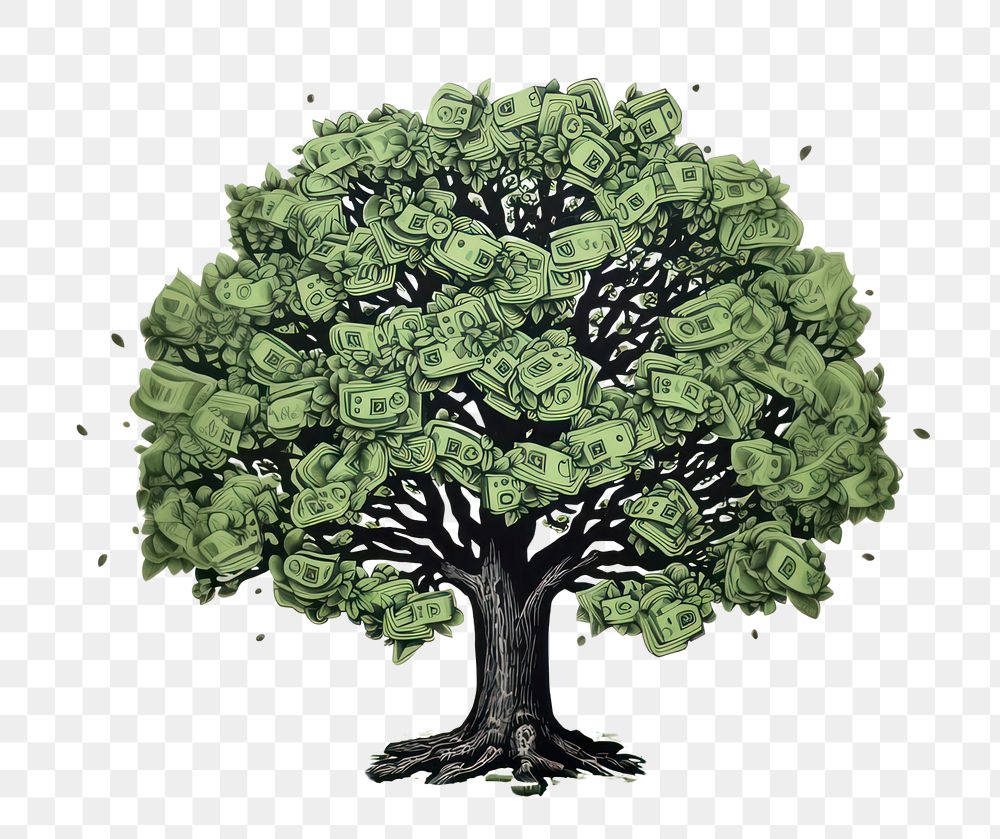 PNG Dollar money tree drawing nature plant. AI generated Image by rawpixel.