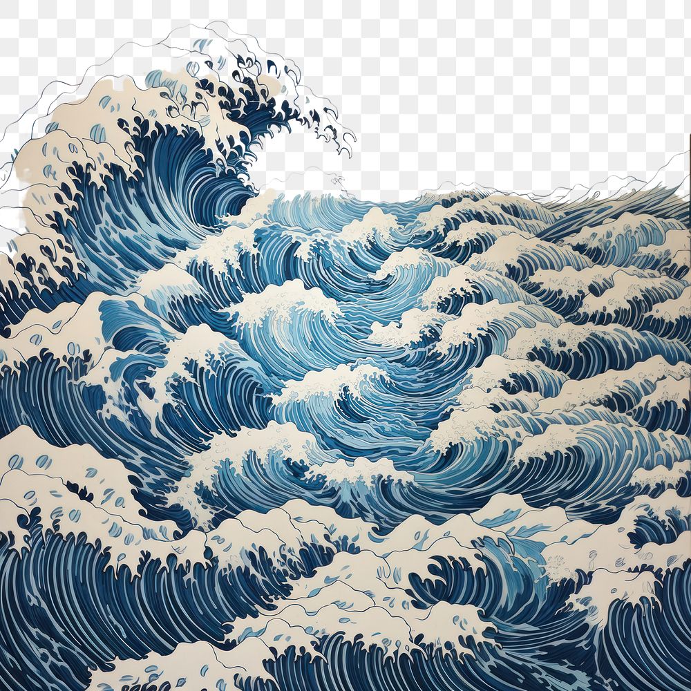 PNG Japanese waves drawing nature pattern. AI generated Image by rawpixel.