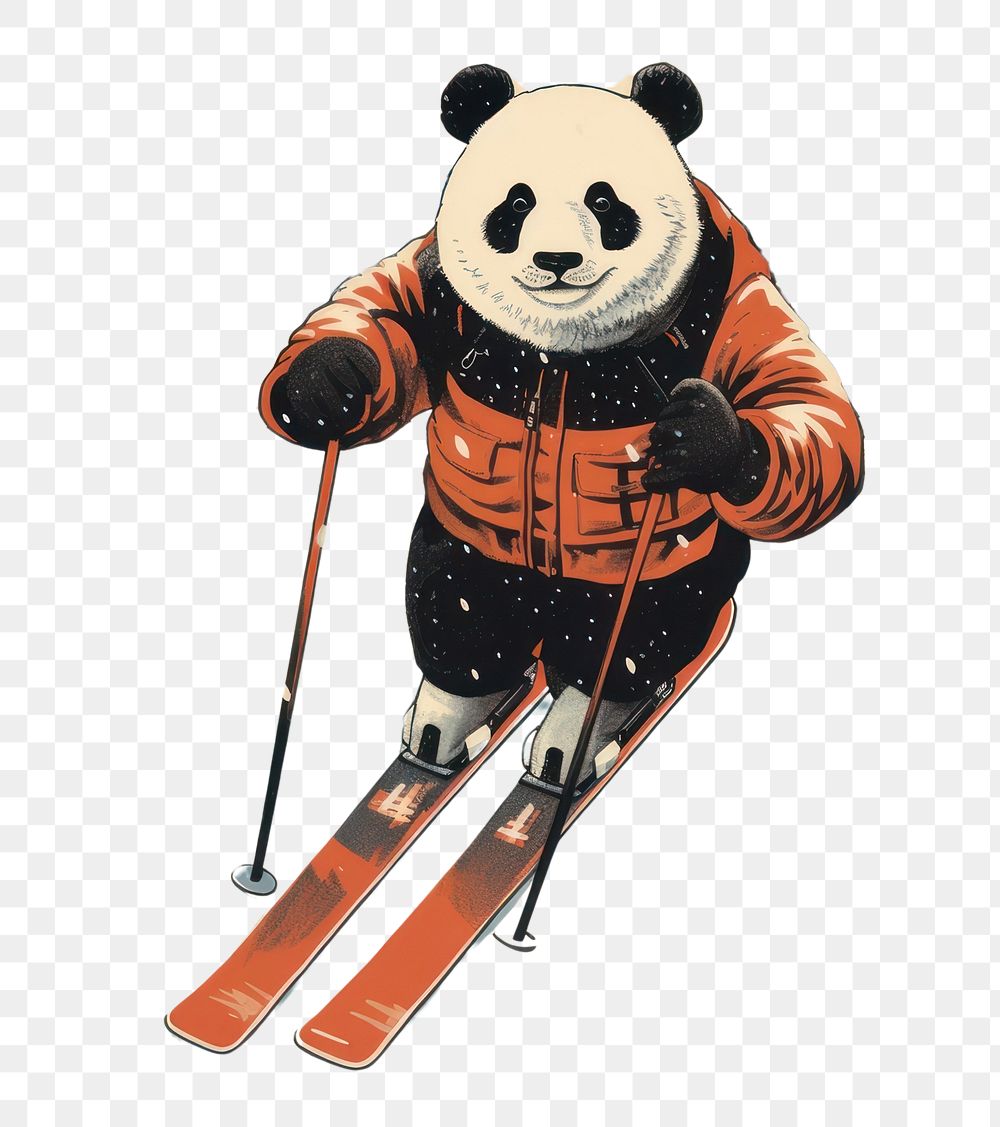 PNG Pandas skiing nature outdoors sports. AI generated Image by rawpixel.