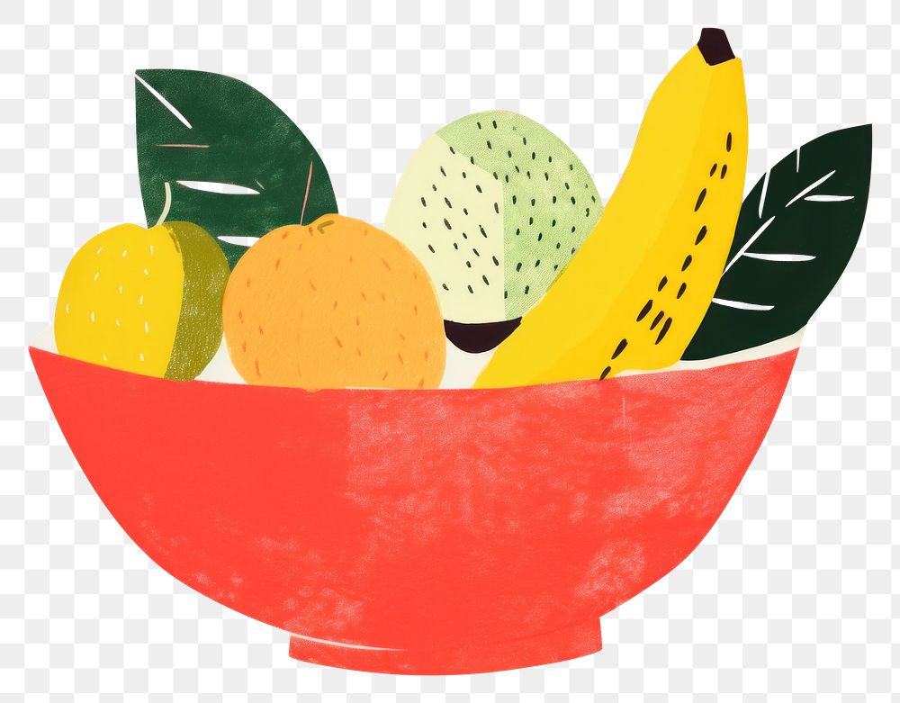 PNG Fruit bowl art painting banana. AI generated Image by rawpixel.