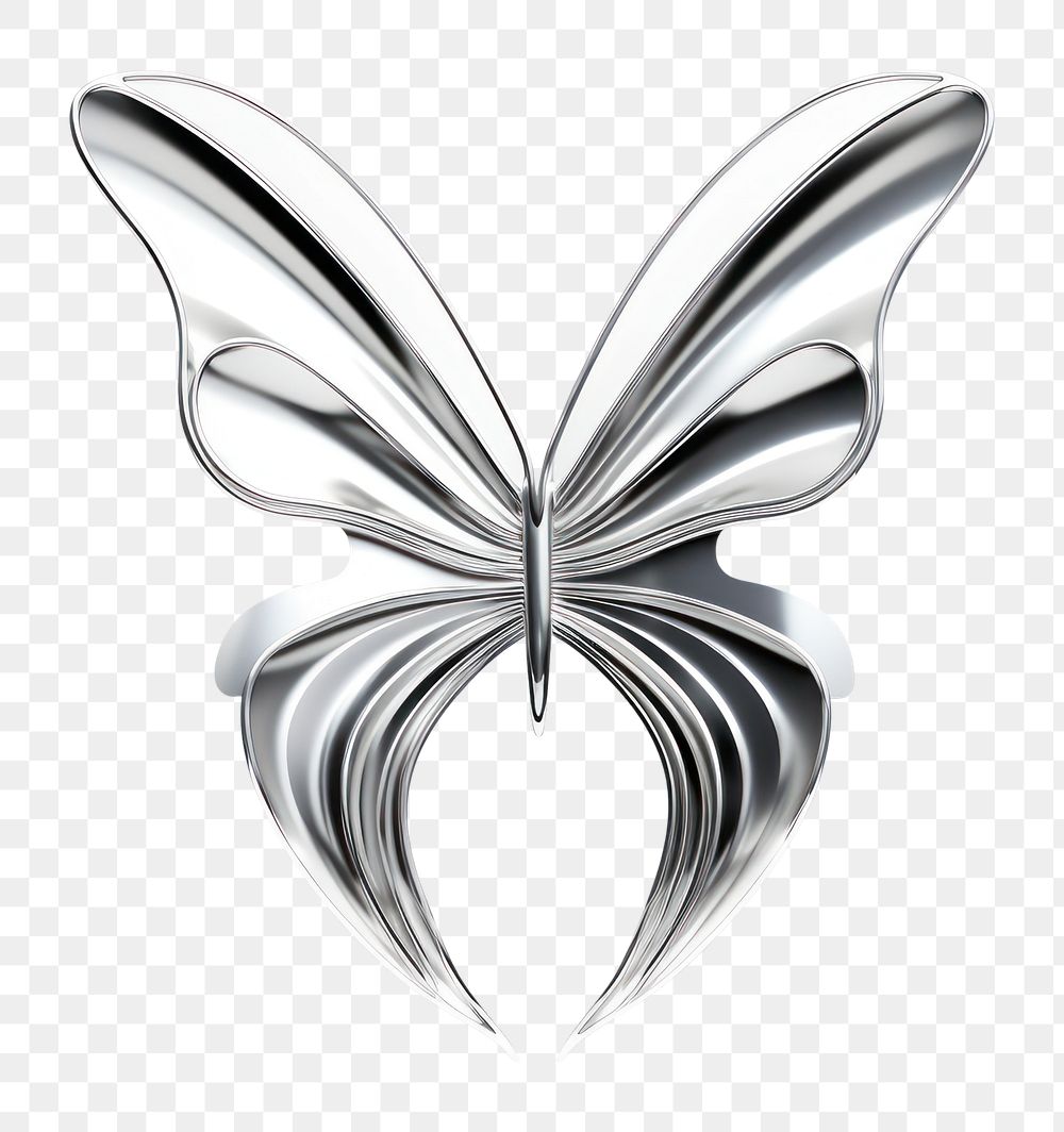 PNG  A butterfly jewelry silver metal. AI generated Image by rawpixel.