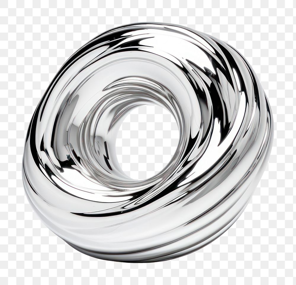 PNG  A donut ring silver spiral shape. AI generated Image by rawpixel.