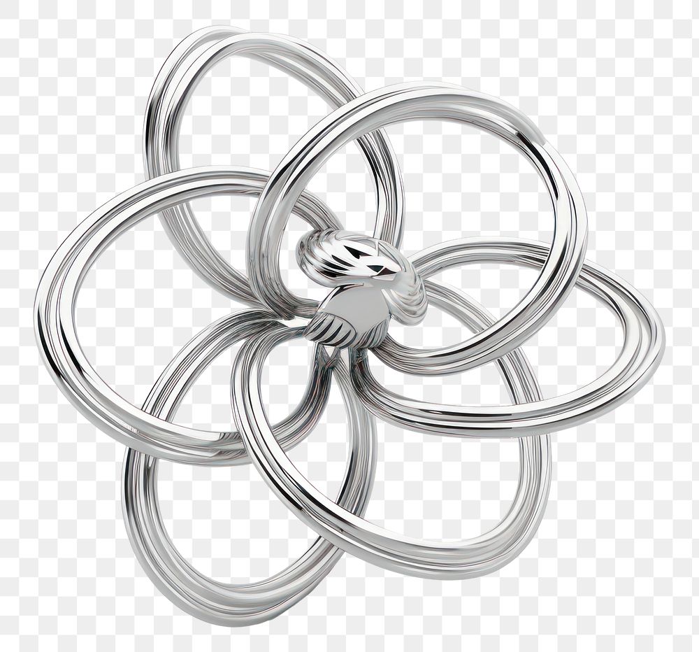 PNG  A flower symbol silver jewelry metal. AI generated Image by rawpixel.