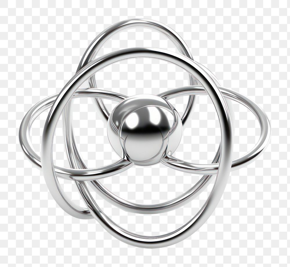 PNG  An atom symbol silver jewelry sphere. AI generated Image by rawpixel.
