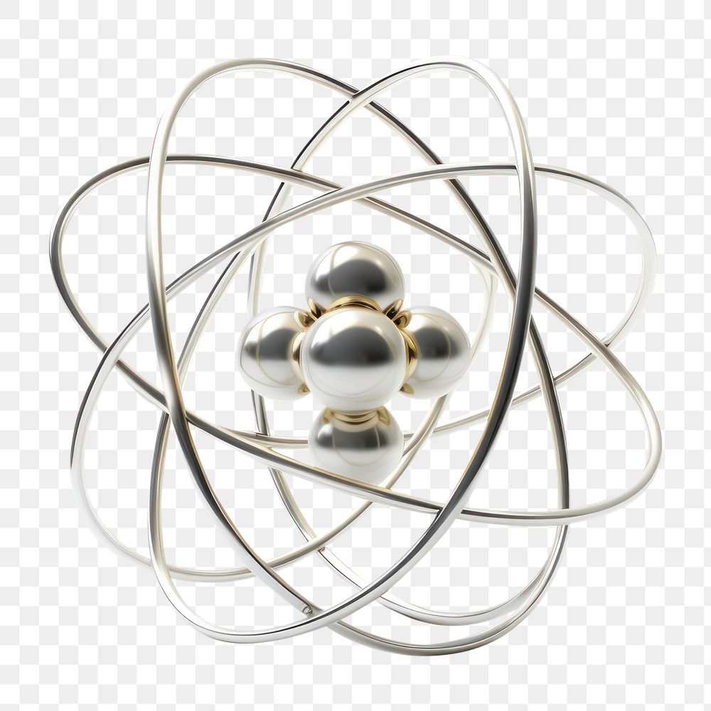 PNG  An atom symbol jewelry silver shape. AI generated Image by rawpixel.