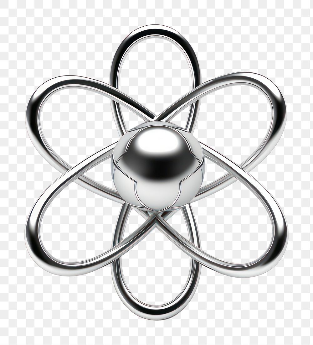 PNG  An atom symbol silver jewelry shape. AI generated Image by rawpixel.