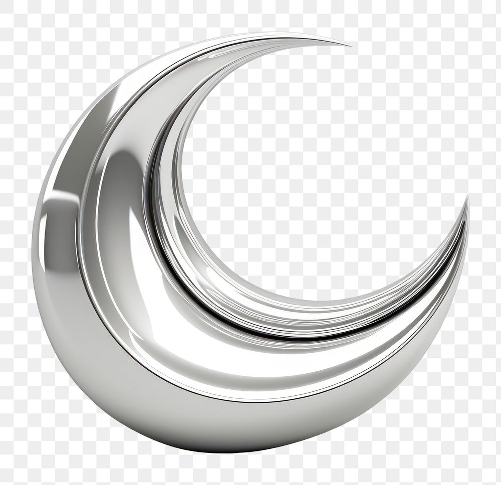 PNG  A moon icon silver shape metal. AI generated Image by rawpixel.