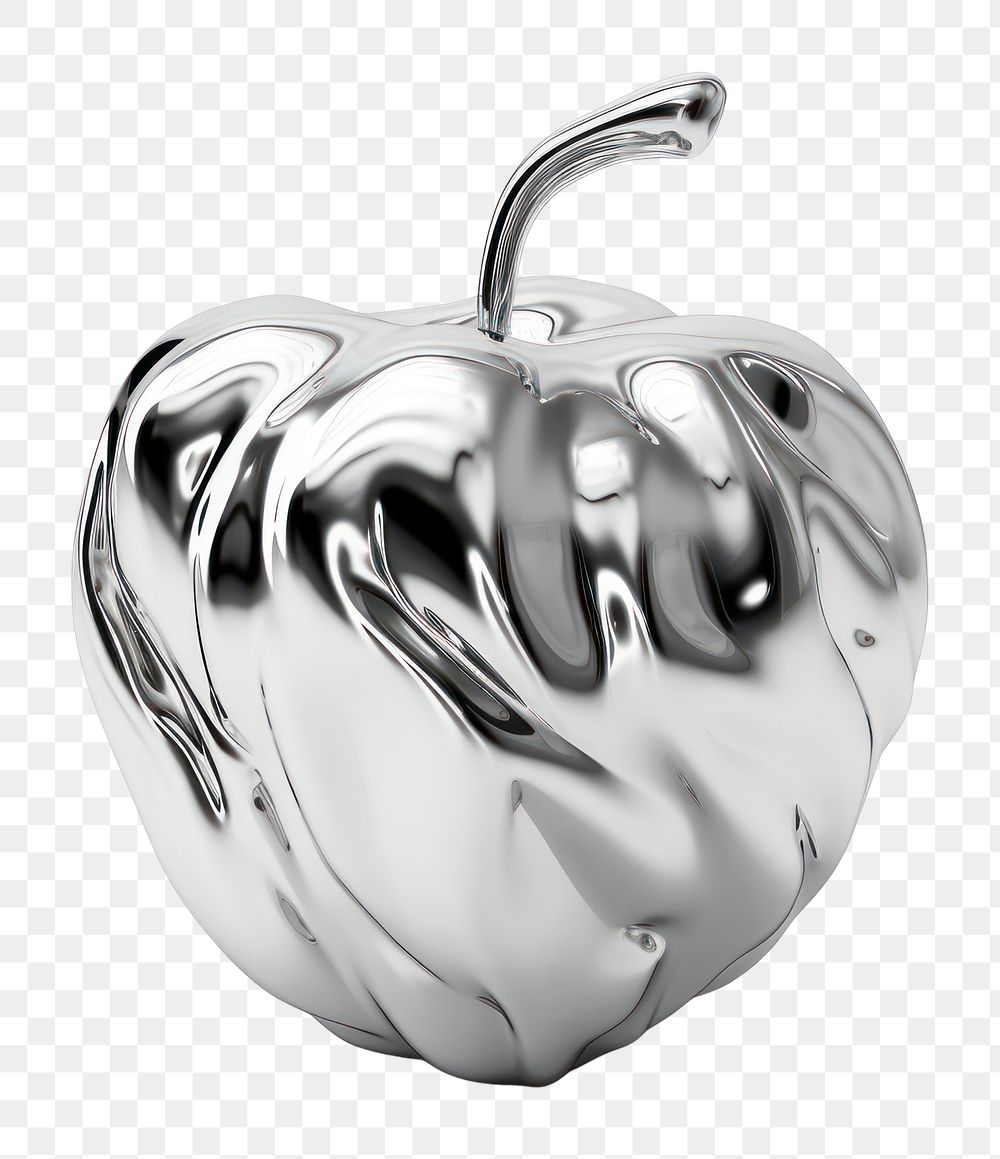 PNG  An apple jewelry silver metal. AI generated Image by rawpixel.