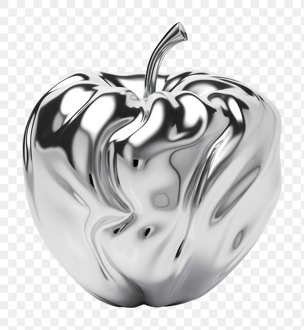 PNG  An apple silver metal food. AI generated Image by rawpixel.