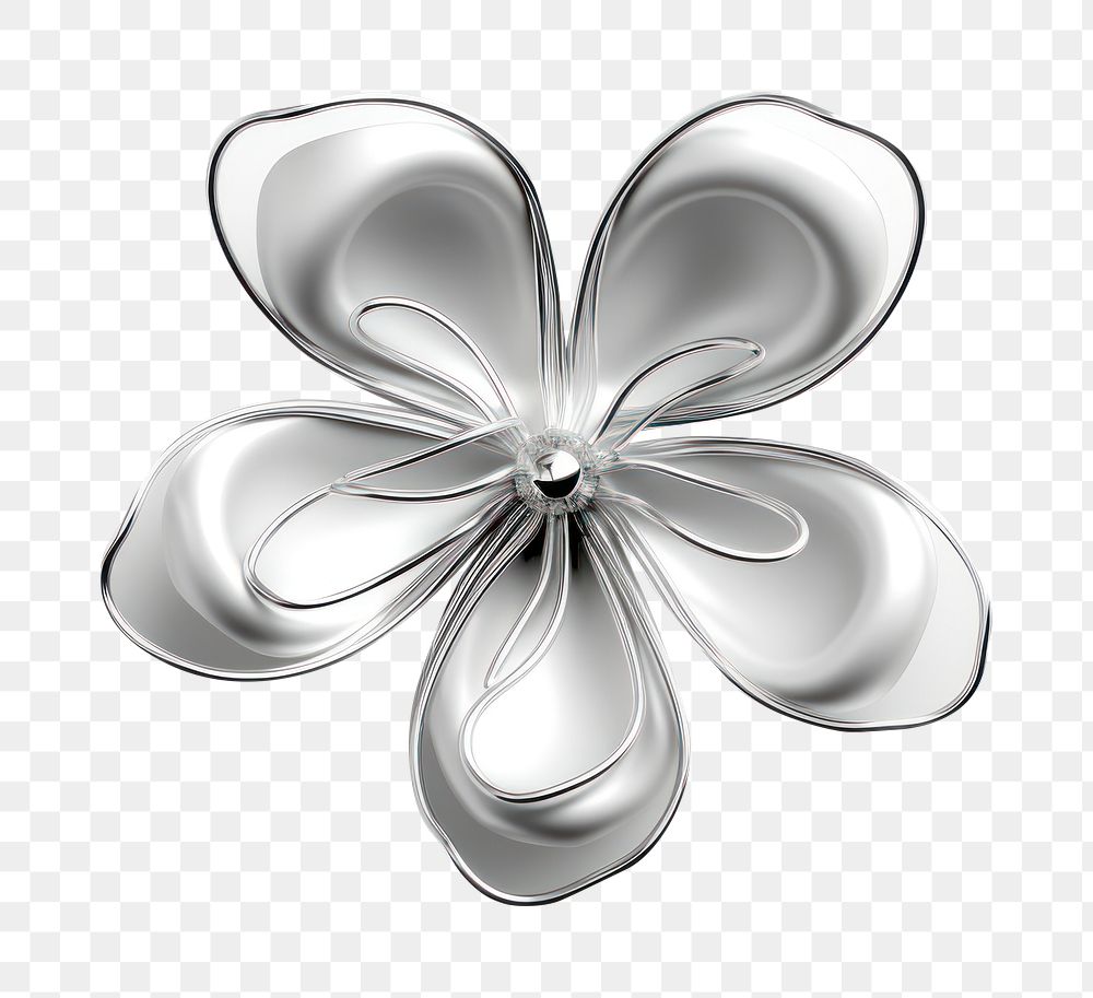 PNG  A flower silver jewelry shape. AI generated Image by rawpixel.