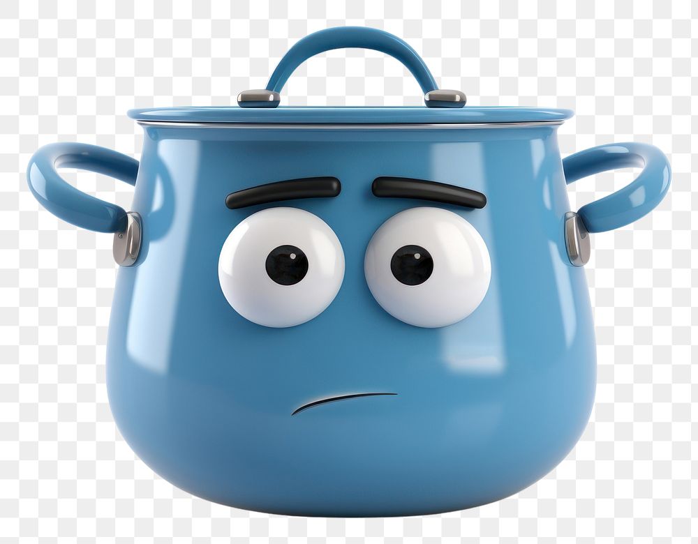 PNG  Cooking pot cartoon face white background. AI generated Image by rawpixel.