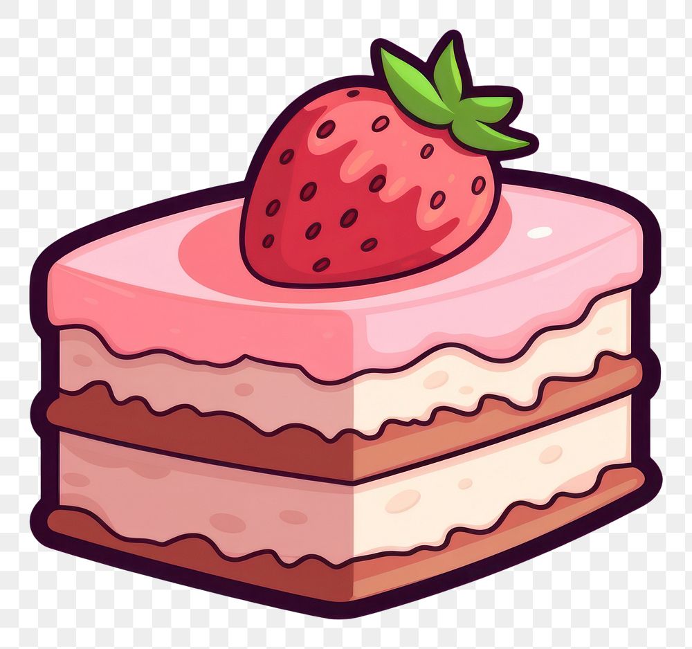 PNG  Cake strawberry dessert cartoon. AI generated Image by rawpixel.