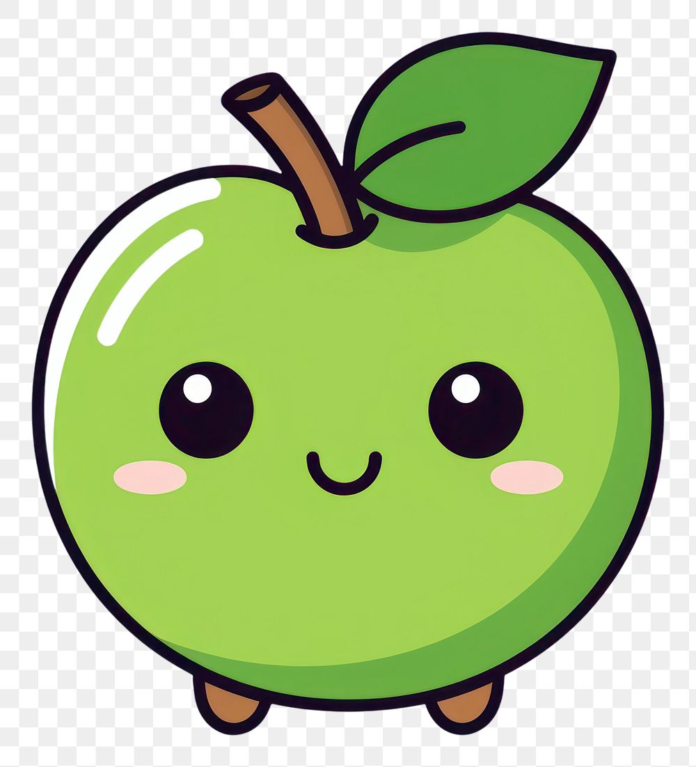 PNG  Apple cartoon green cute. AI generated Image by rawpixel.
