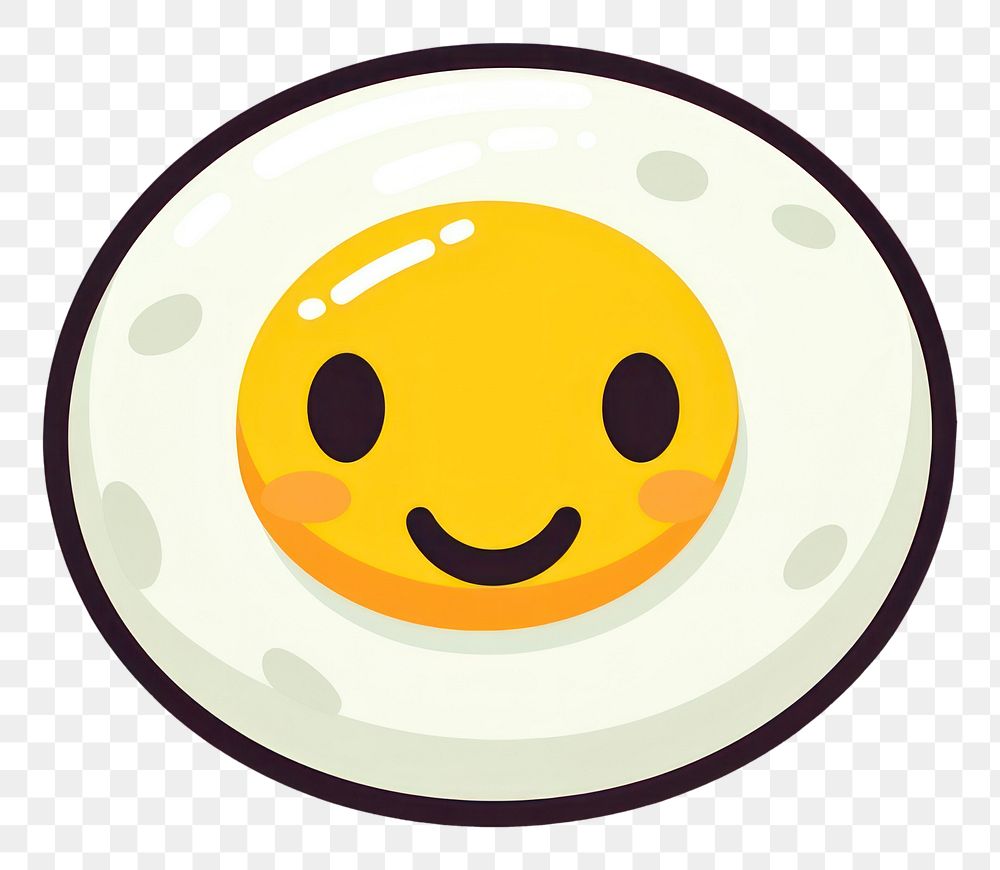 PNG  Fried egg cartoon happiness emoticon. AI generated Image by rawpixel.