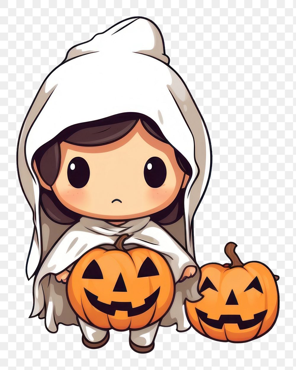 PNG  Halloween cartoon cute face. AI generated Image by rawpixel.