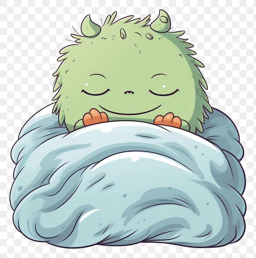 PNG  Monster sleeping cartoon drawing sketch. AI generated Image by rawpixel.