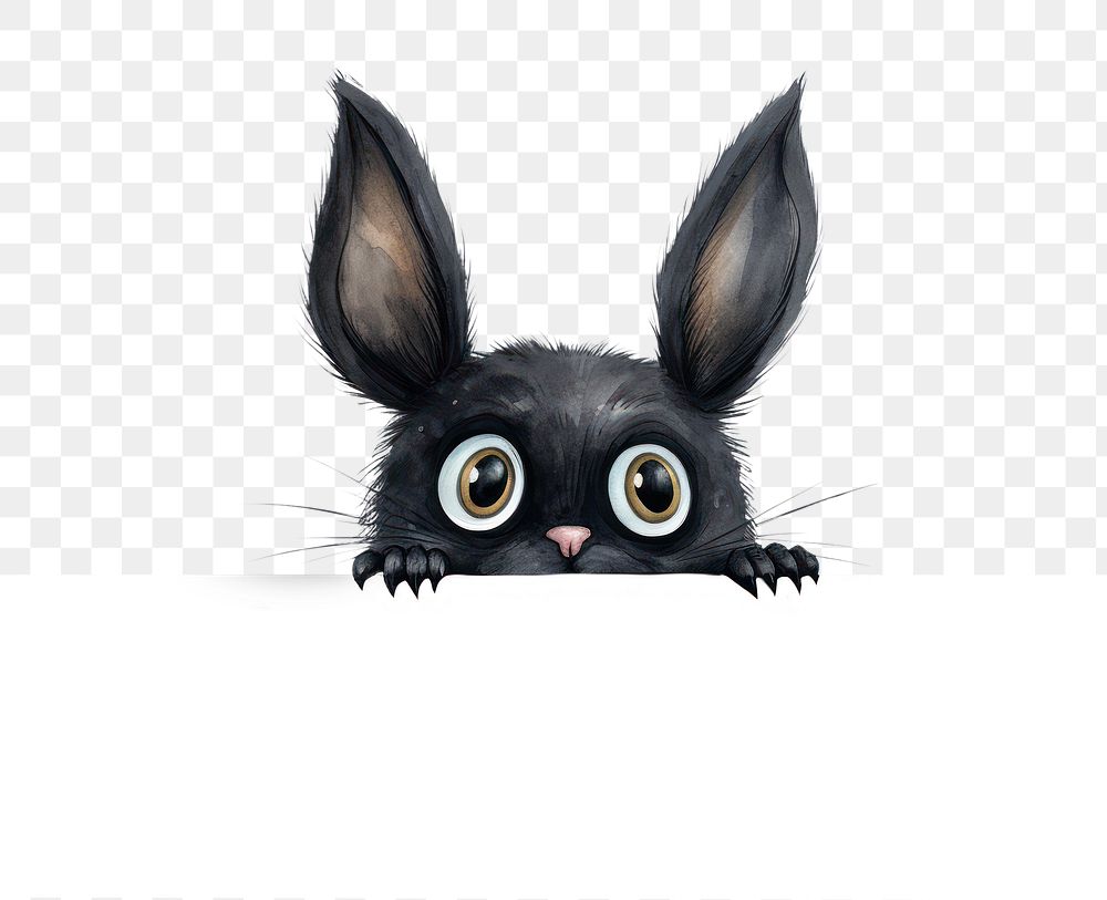 PNG Peeking black Rabbit animal mammal rabbit. AI generated Image by rawpixel.