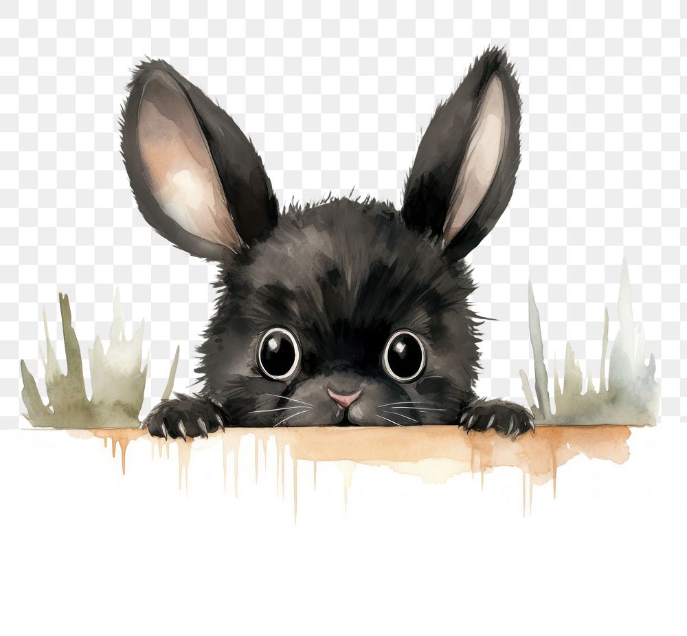 PNG Peeking black Rabbit mammal animal rabbit. AI generated Image by rawpixel.