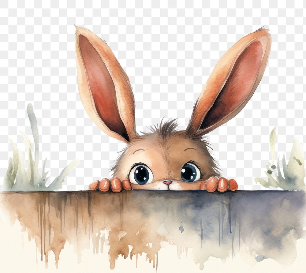 PNG Peeking Rabbit animal mammal rabbit. AI generated Image by rawpixel.