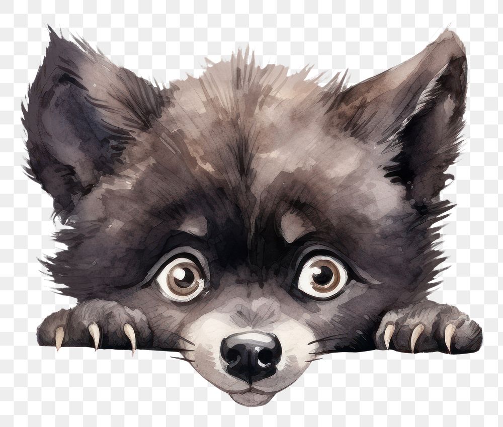 Peeking Wolf showing emotion agitated mammal animal cute. AI generated Image by rawpixel.