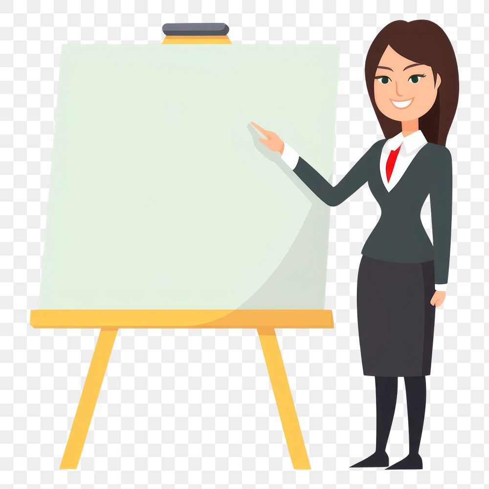 PNG Woman teacher with board whiteboard cartoon adult. AI generated Image by rawpixel.