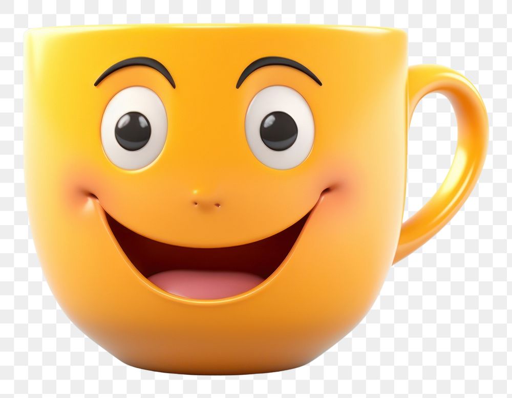PNG  Tea cup cartoon coffee face. AI generated Image by rawpixel.