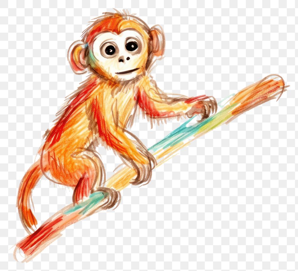 PNG  Baby monkey drawing mammal animal. AI generated Image by rawpixel.