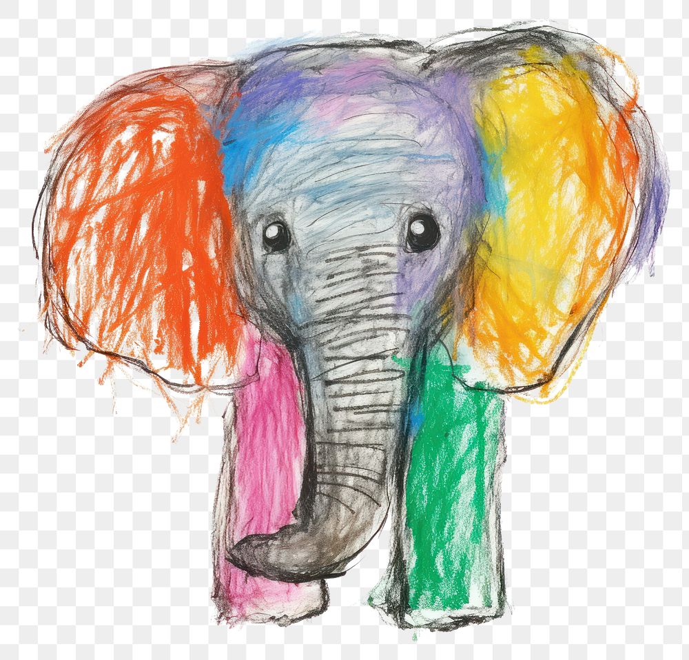PNG  Baby elephant drawing animal mammal. AI generated Image by rawpixel.