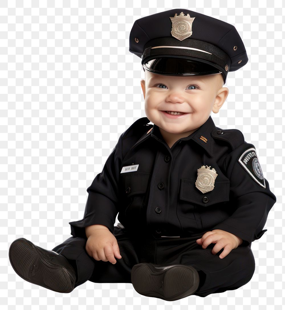 PNG  Baby boy officer child white background. AI generated Image by rawpixel.