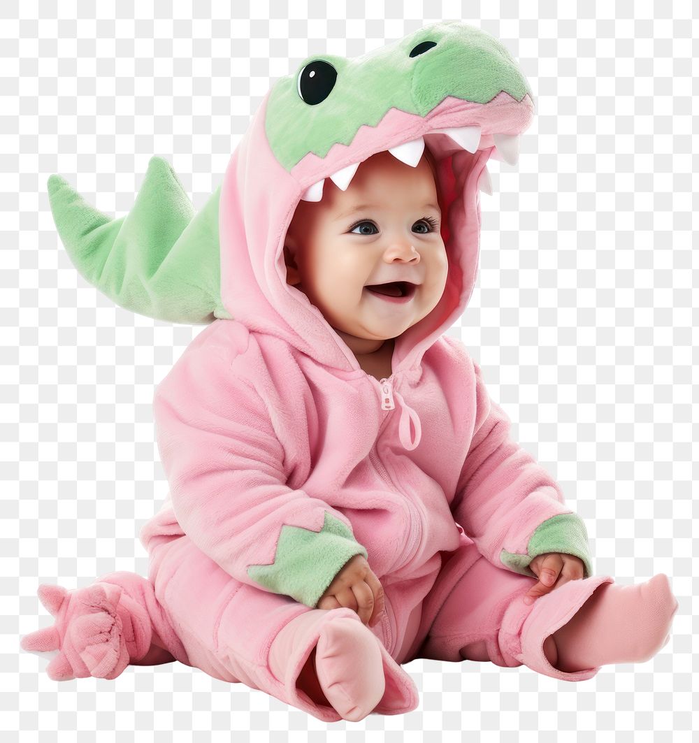 PNG  Baby girl portrait dinosaur costume. AI generated Image by rawpixel.
