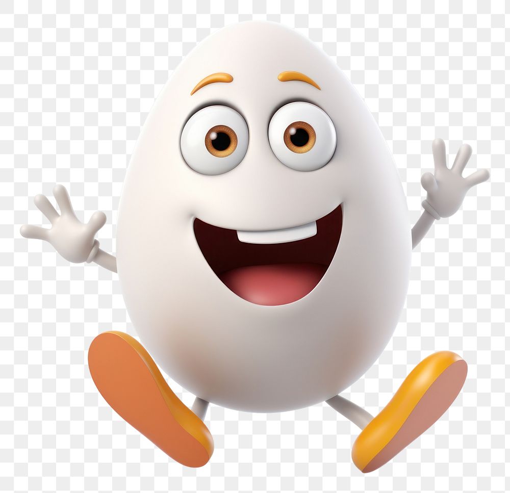 PNG  Boiled egg cartoon white anthropomorphic. AI generated Image by rawpixel.