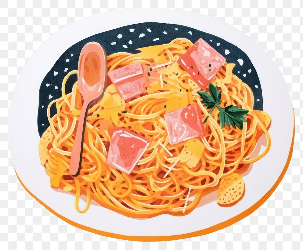 PNG Pasta dish spaghetti plate food. AI generated Image by rawpixel.