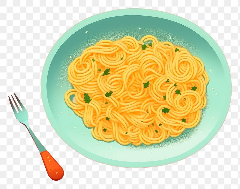 PNG Pasta dish spaghetti plate fork. AI generated Image by rawpixel.