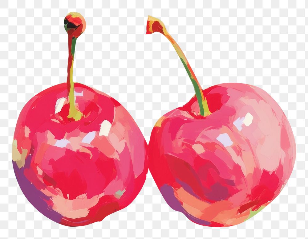 PNG Cherry painting fruit plant. AI generated Image by rawpixel.