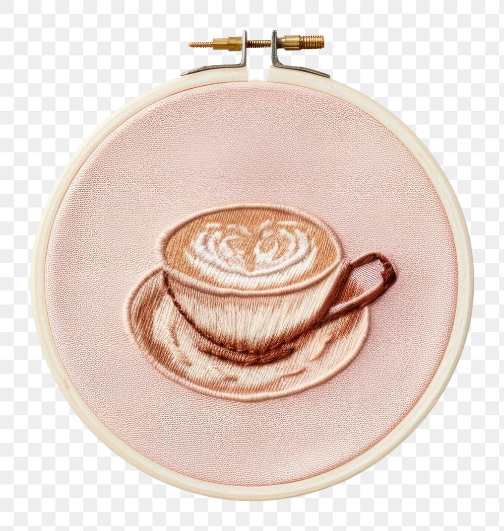 PNG Cappuccino embroidery stlye pattern cappuccino saucer. AI generated Image by rawpixel.