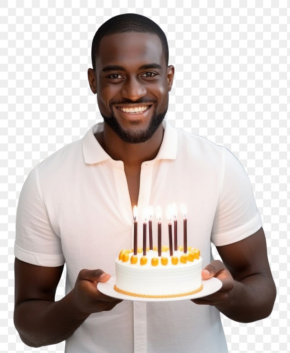 PNG African American gorgeous a man party cake birthday. AI generated Image by rawpixel.