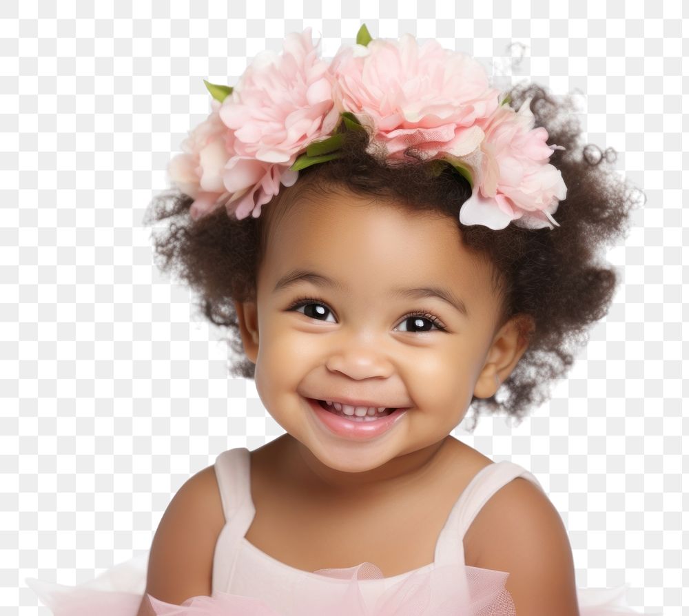 PNG Baby portrait flower smile. AI generated Image by rawpixel.
