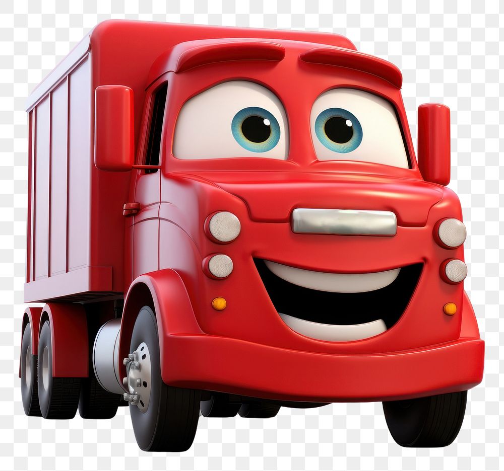 PNG  Red truck vehicle cartoon white background. AI generated Image by rawpixel.