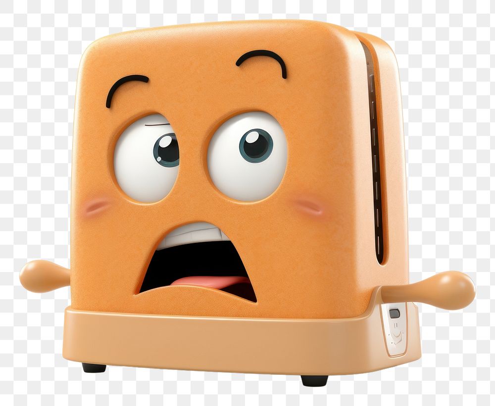 PNG  Toaster cartoon face white background. AI generated Image by rawpixel.