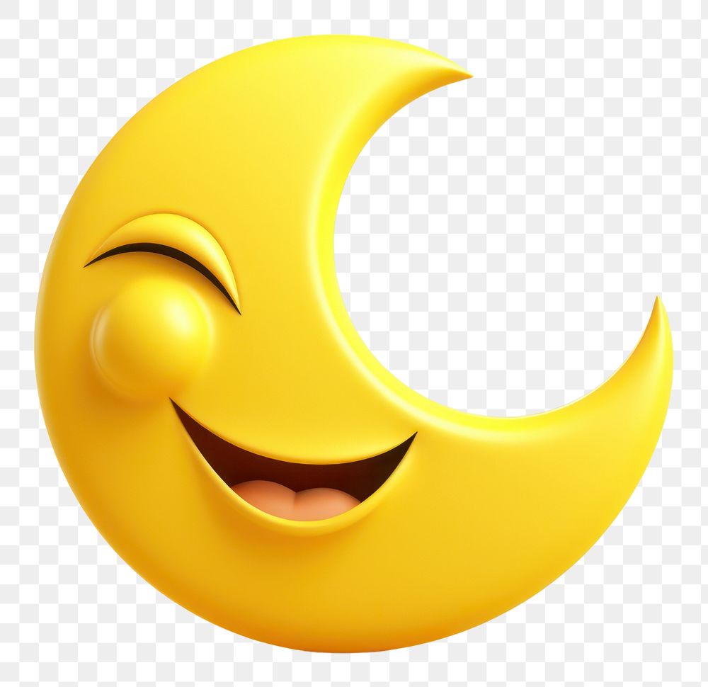 PNG  Yellow moon crest cartoon happiness crescent. AI generated Image by rawpixel.